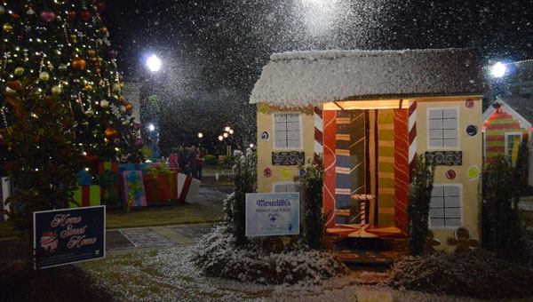 snow machine in a christmas holiday villages